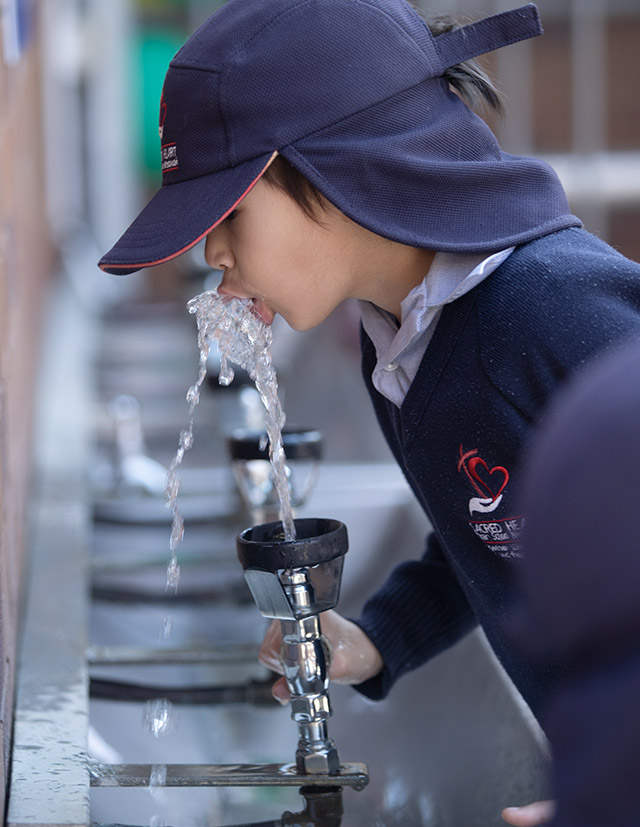 Sacred Heart Catholic Primary School Westmead boy using bubbler