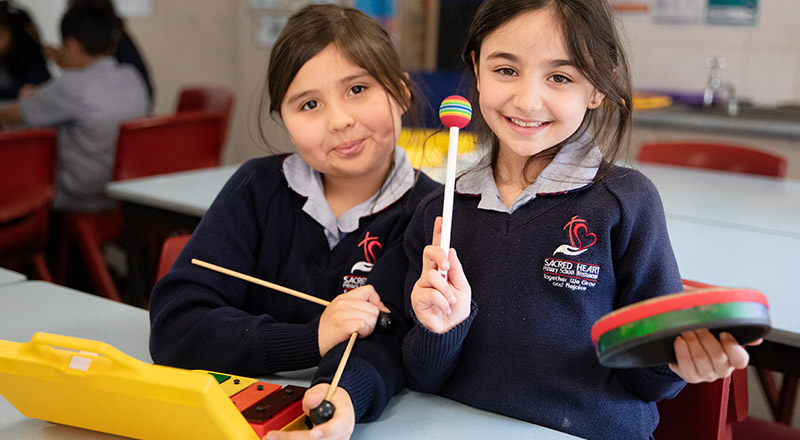 Music lesson at Sacred Heart Catholic Primary School Westmead